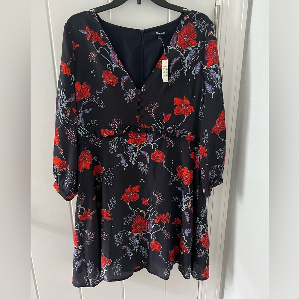 Navy 3/4 sleeve Madewell dress